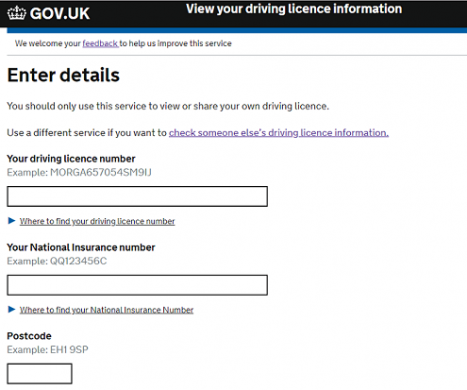 view driving licence